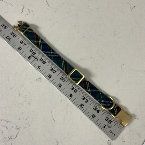 Holly Jolly Green Plaid Flannel Dog Collar Gold-tone Hardware Small-Medium - Picture 9 of 16